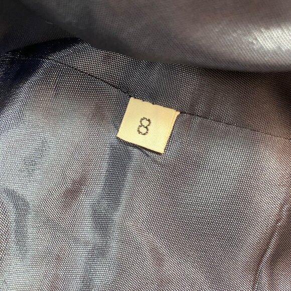 Women's Blue Gray Stripe Wool Crop Blazer Size 8 - Picture 3 of 5